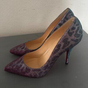 Exclusive Christian Louboutin Pigalle Follies 100 Glitter Plume pointed-toe pump